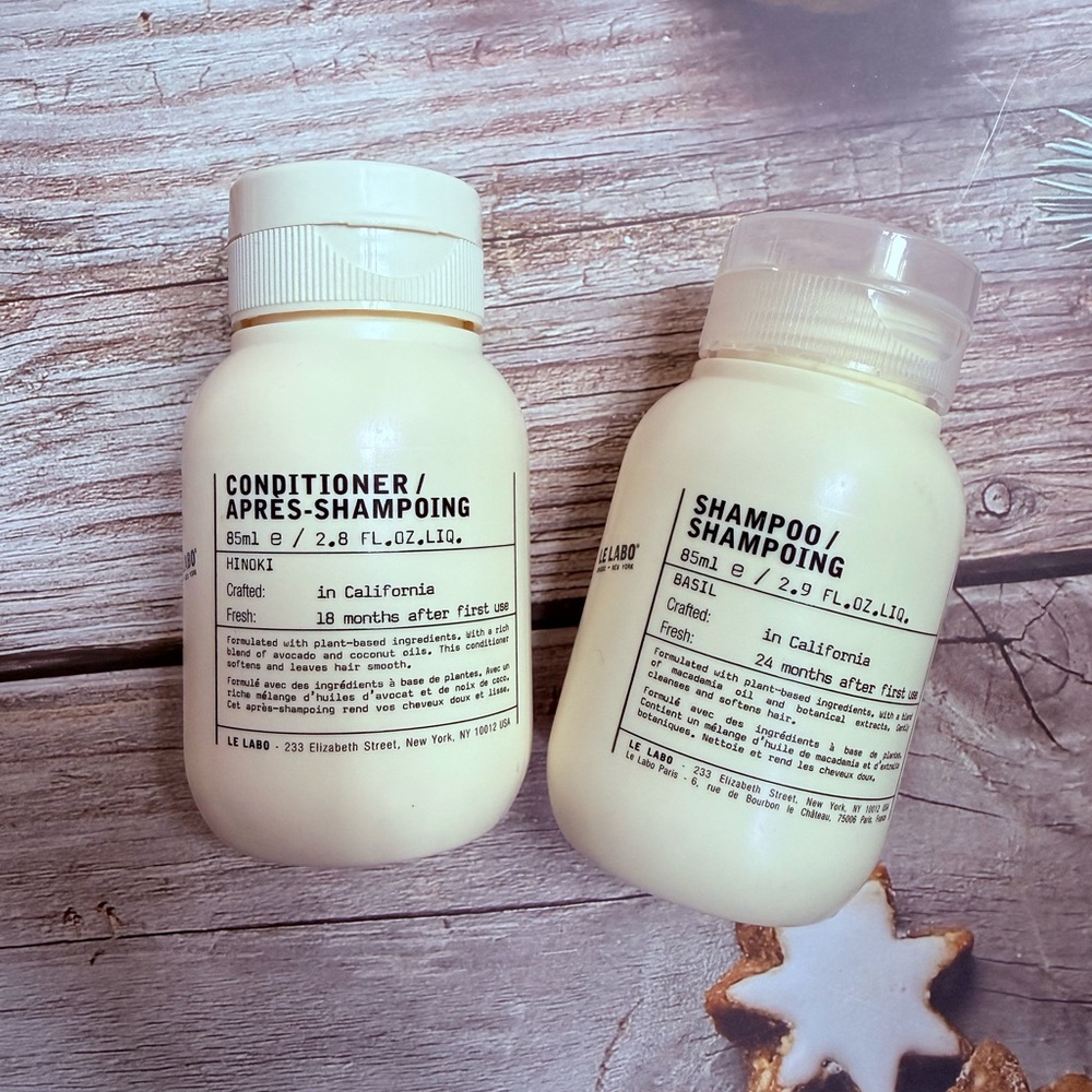 Le Labo Basil Shampoo & Hinoki Conditioner Travel Set Size 2.9oz / 85ml Each New